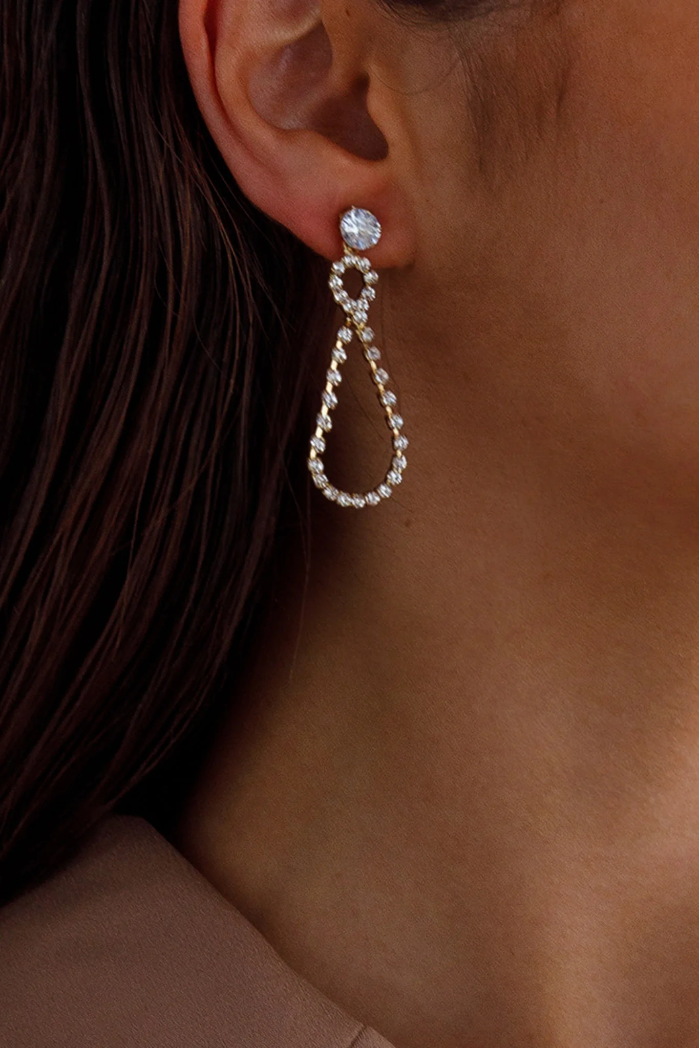 Ava Crystal Embellished Earrings Gold - Image 2