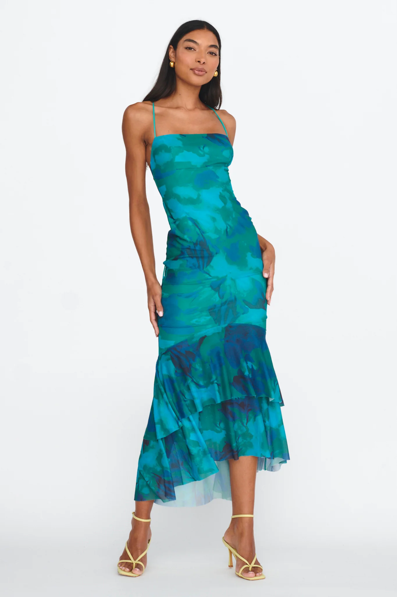 Avalee Layered Hem Mesh Dress Green - Image 5