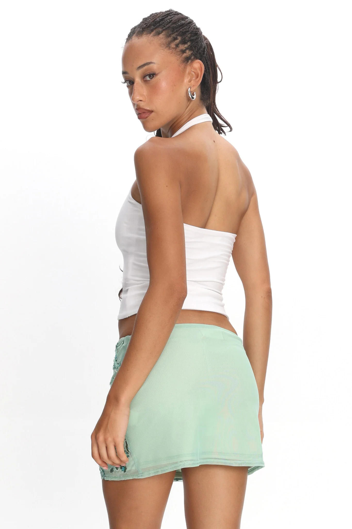 Avelyn Sequin Mini Skirt Floral Mint - Image 3
