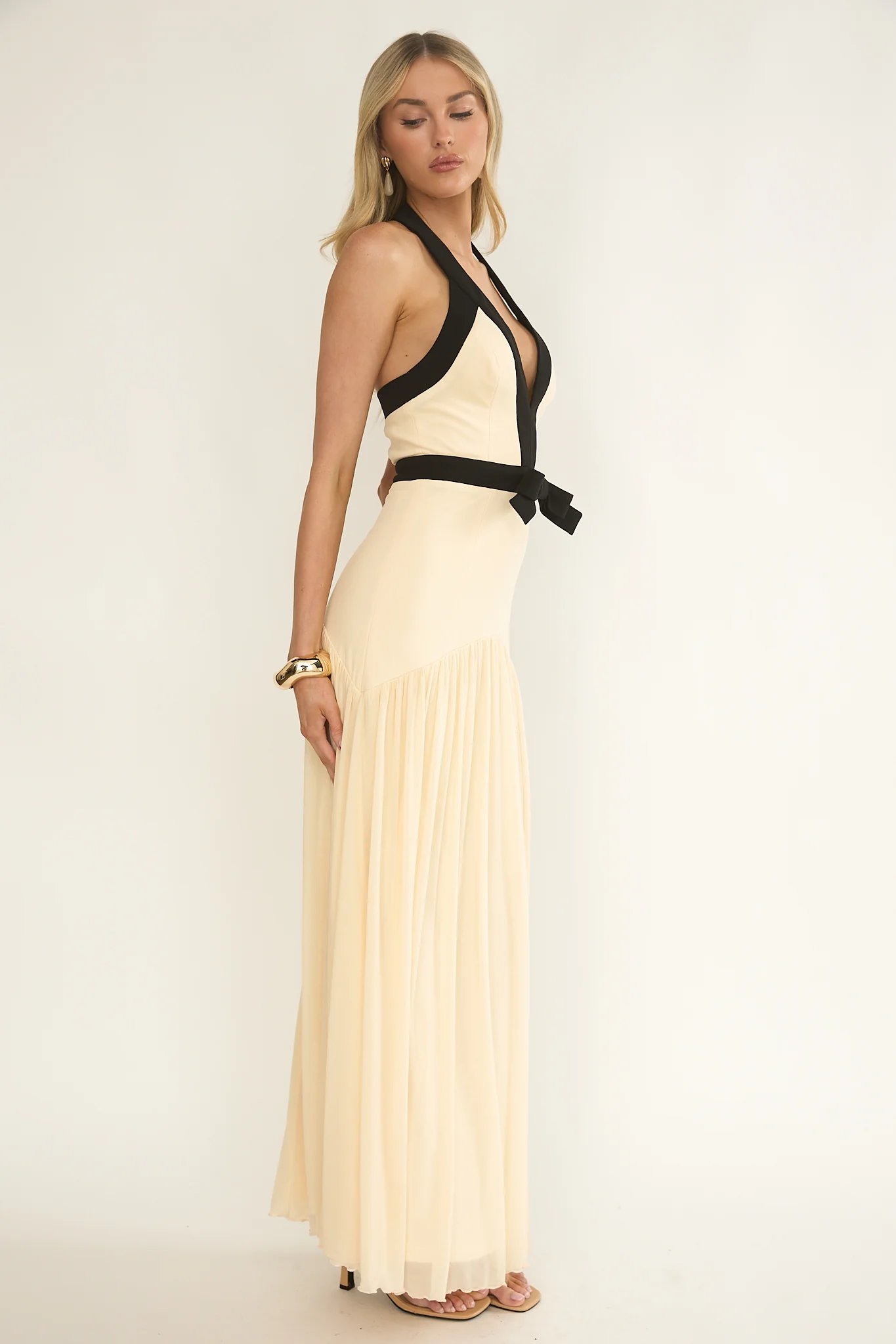 Aven Halter Bow Maxi Dress Butter - Image 3