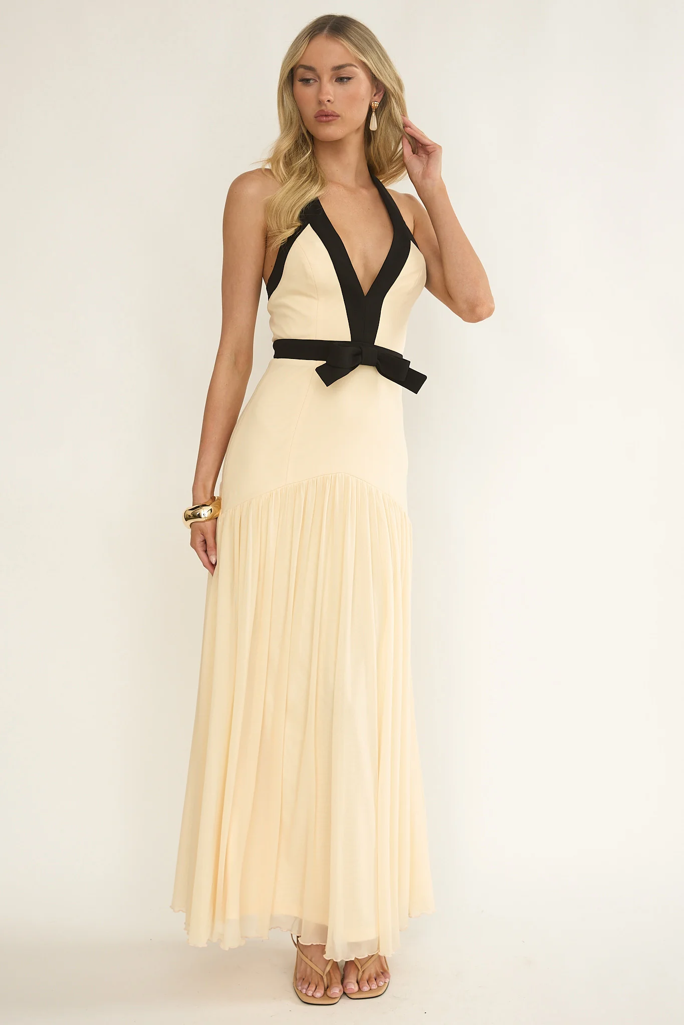 Aven Halter Bow Maxi Dress Butter - Image 5