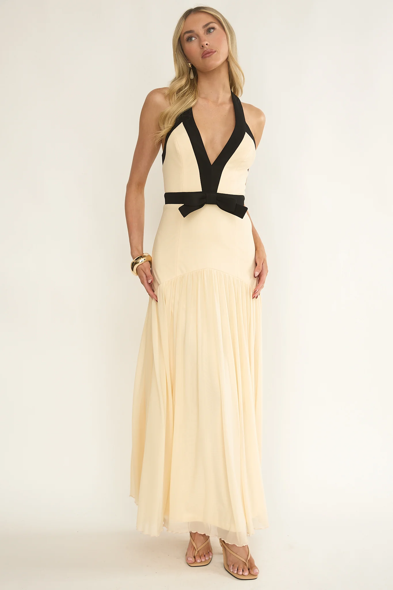 Aven Halter Bow Maxi Dress Butter - Image 6