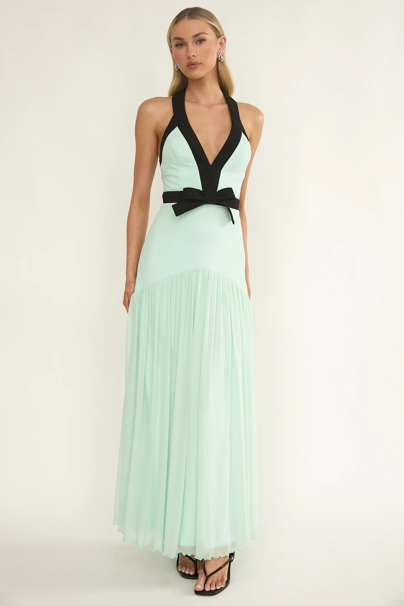 Aven Halter Bow Maxi Dress Mint - Image 4