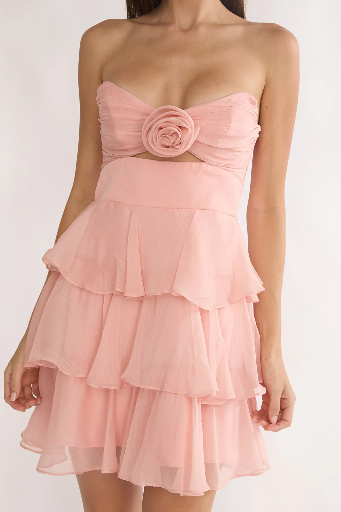 Ayala Strapless Ruffle Mini Dress Pink - Image 4