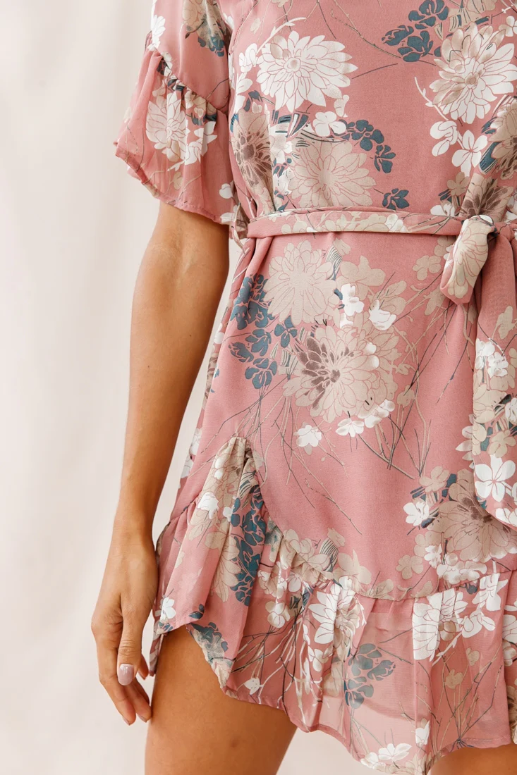 Azealia Ruffle Hem Floral Dress Rose - Image 4