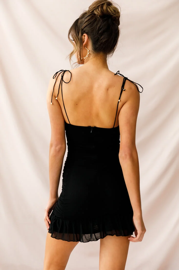 Bambi Ruched Mini Dress Black - Image 13