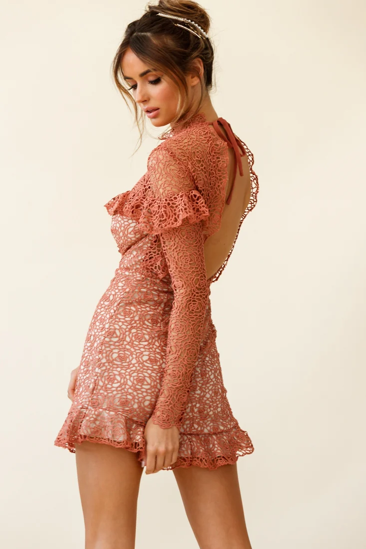 Banks Open Back Lace Overlay Dress Rose - Image 6