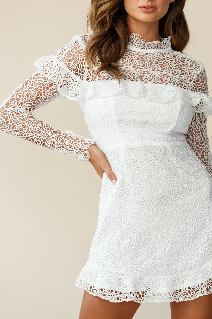 Banks Open Back Lace Overlay Dress White - Image 4