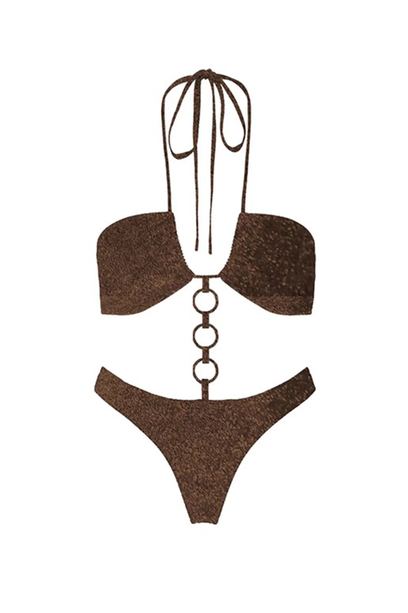 Barbados Halterneck One Piece Swimsuit Brown - Image 5