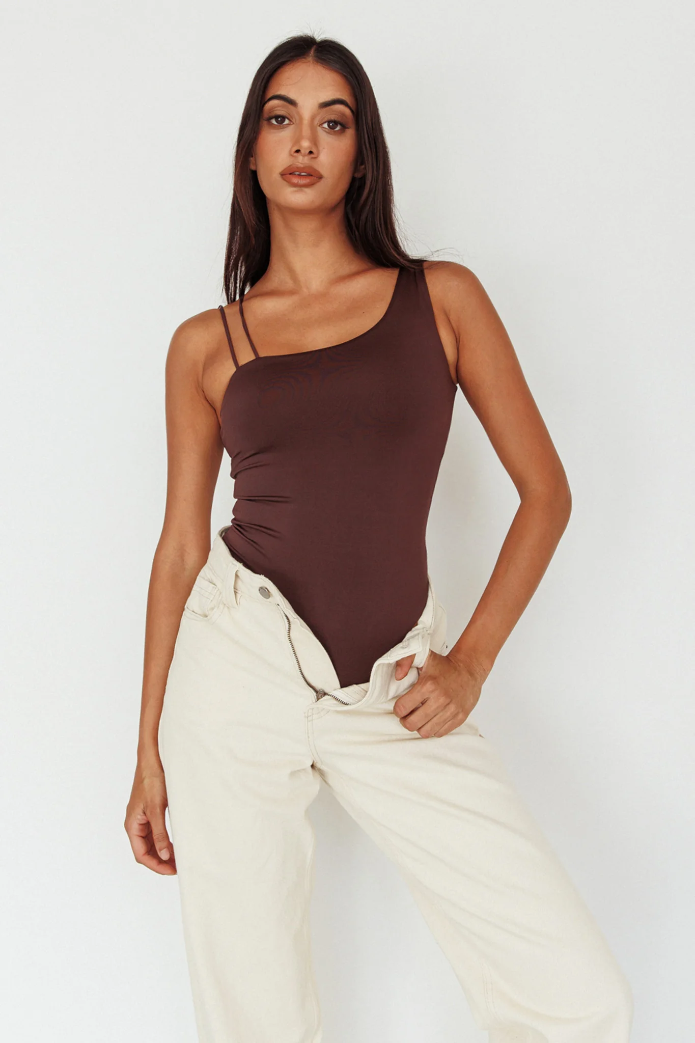 Bare Double Strap Bodysuit Brown - Image 6