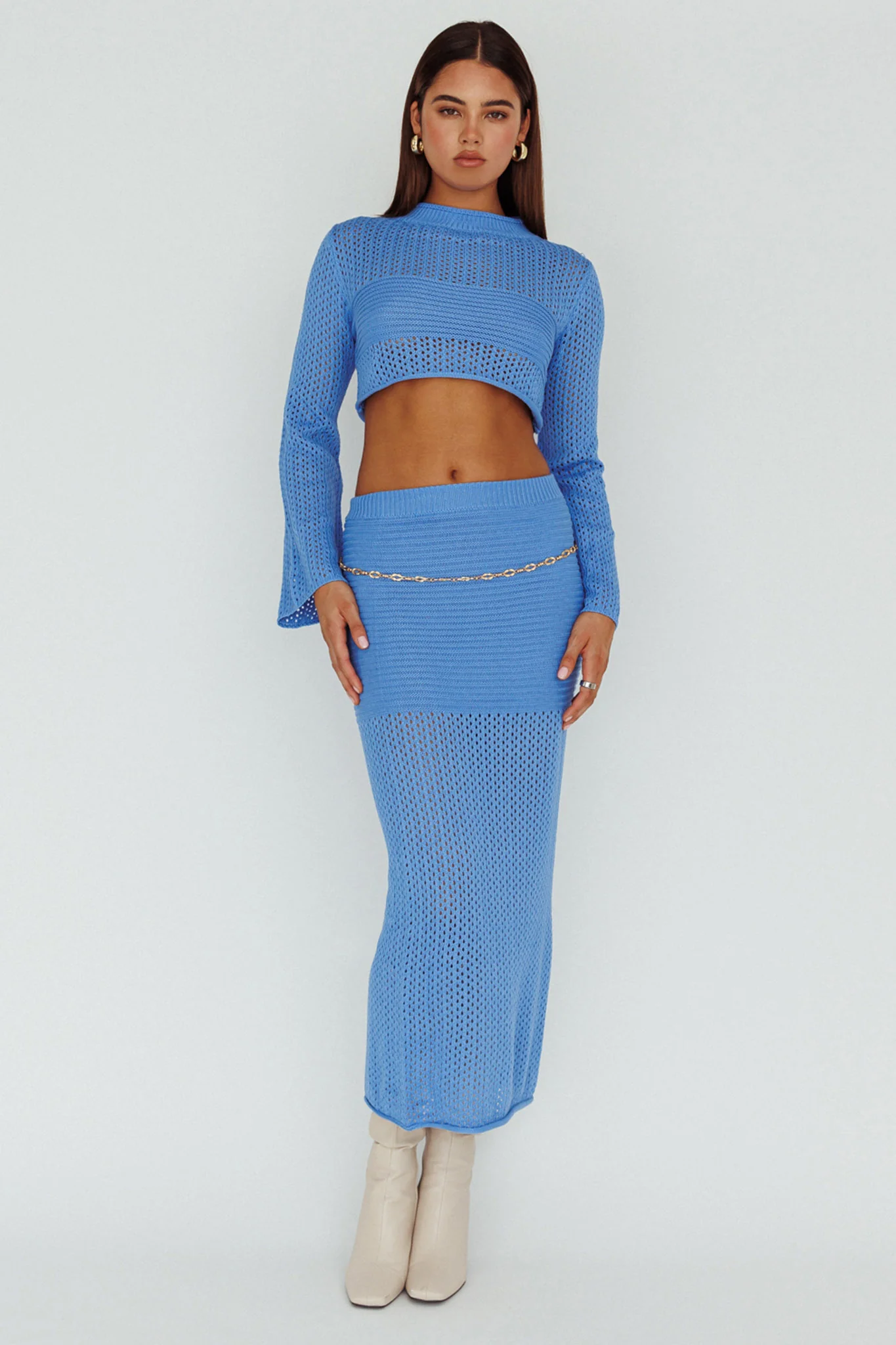 Bayside Crochet Midi Skirt Ocean - Image 5