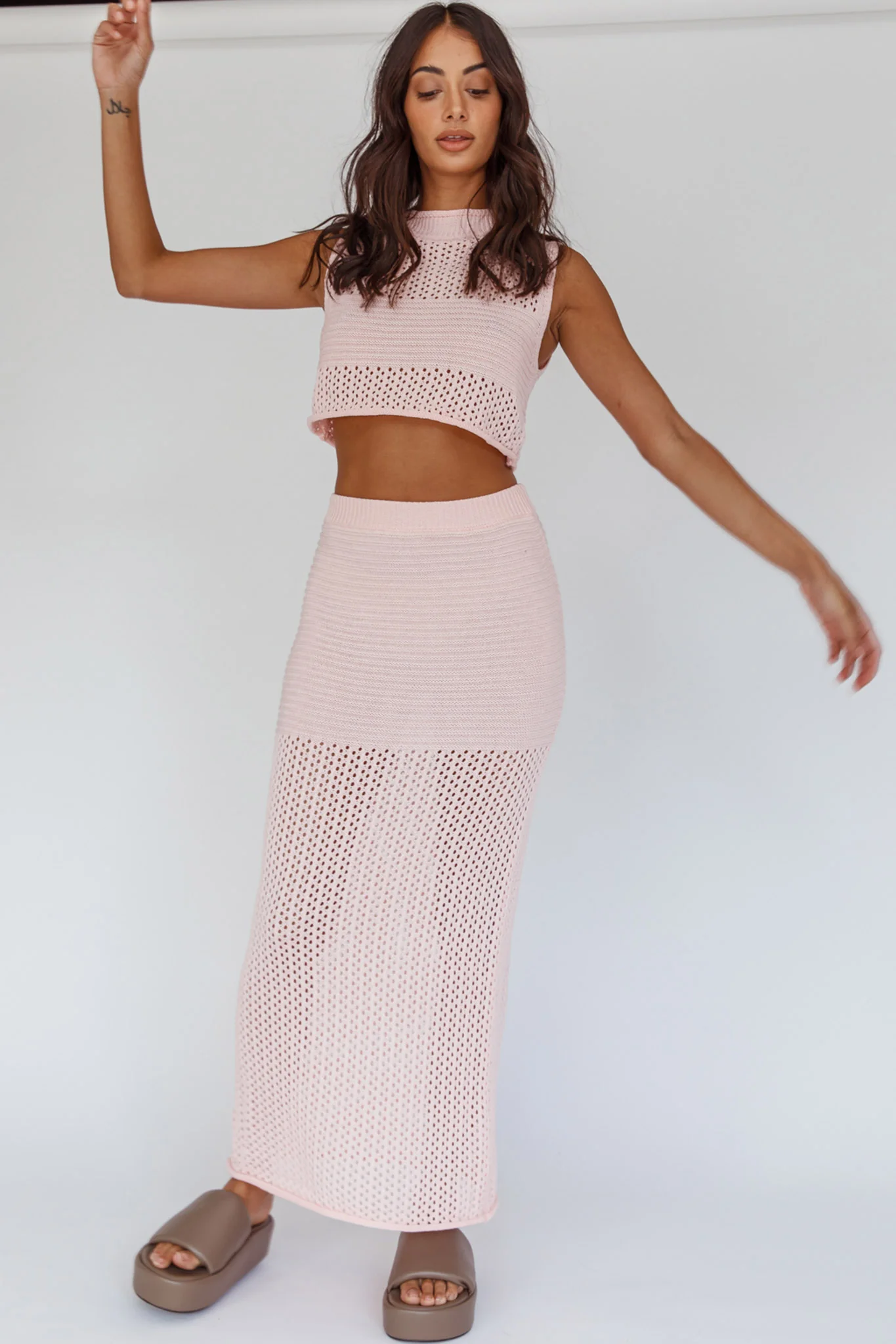 Bayside Sleeveless Crochet Top Pink - Image 5