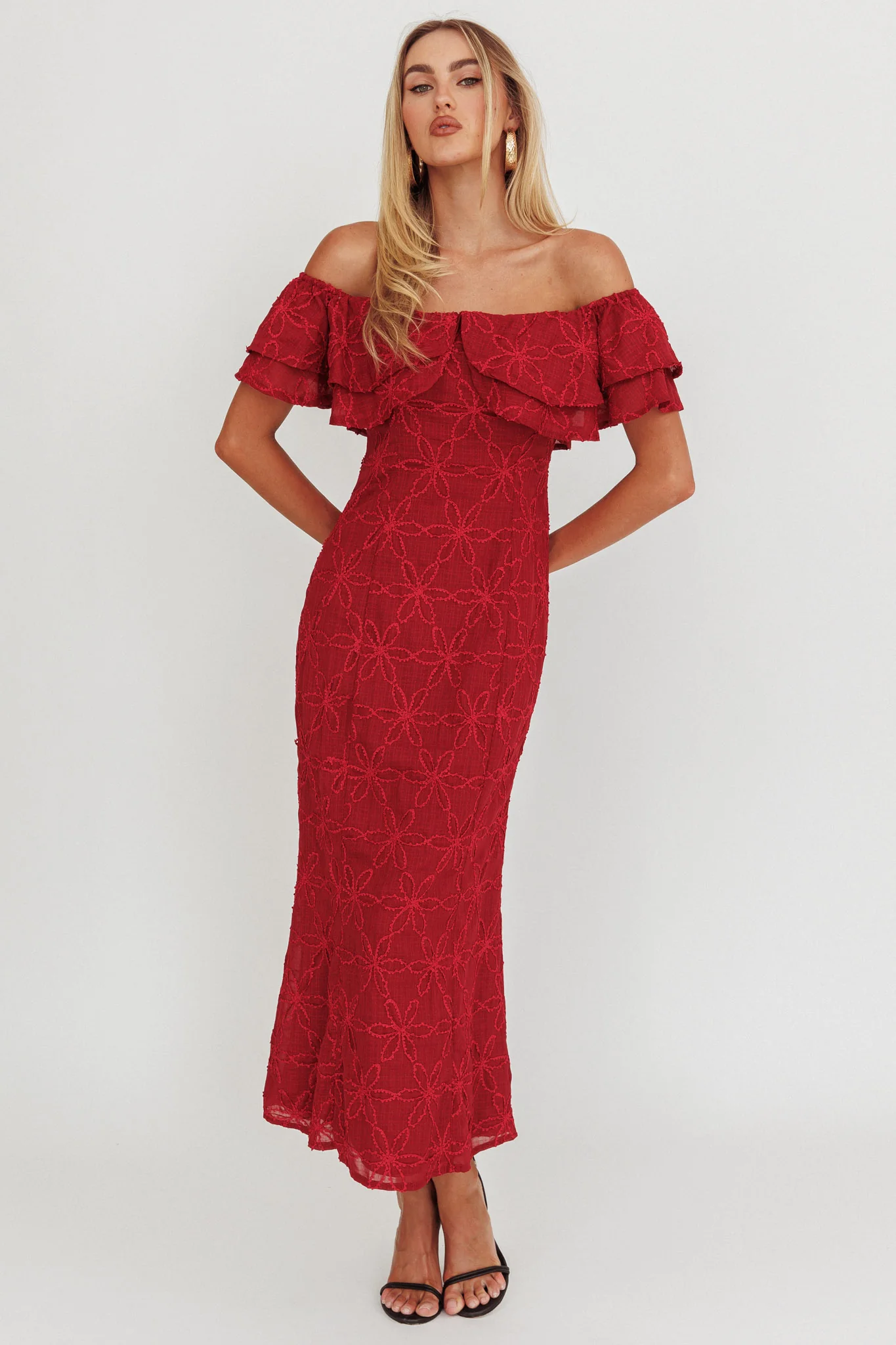 Beauty Within On-Off-Shoulder Maxi Dress Wine - Image 3