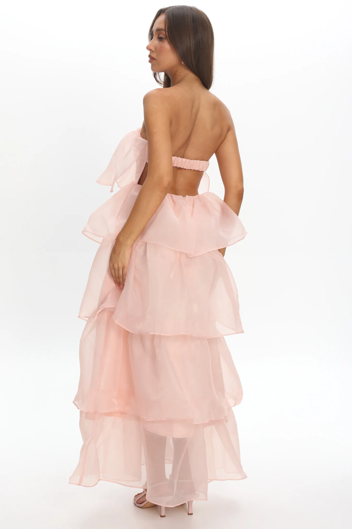 Behati Tiered Layer Midi Dress Pink - Image 3