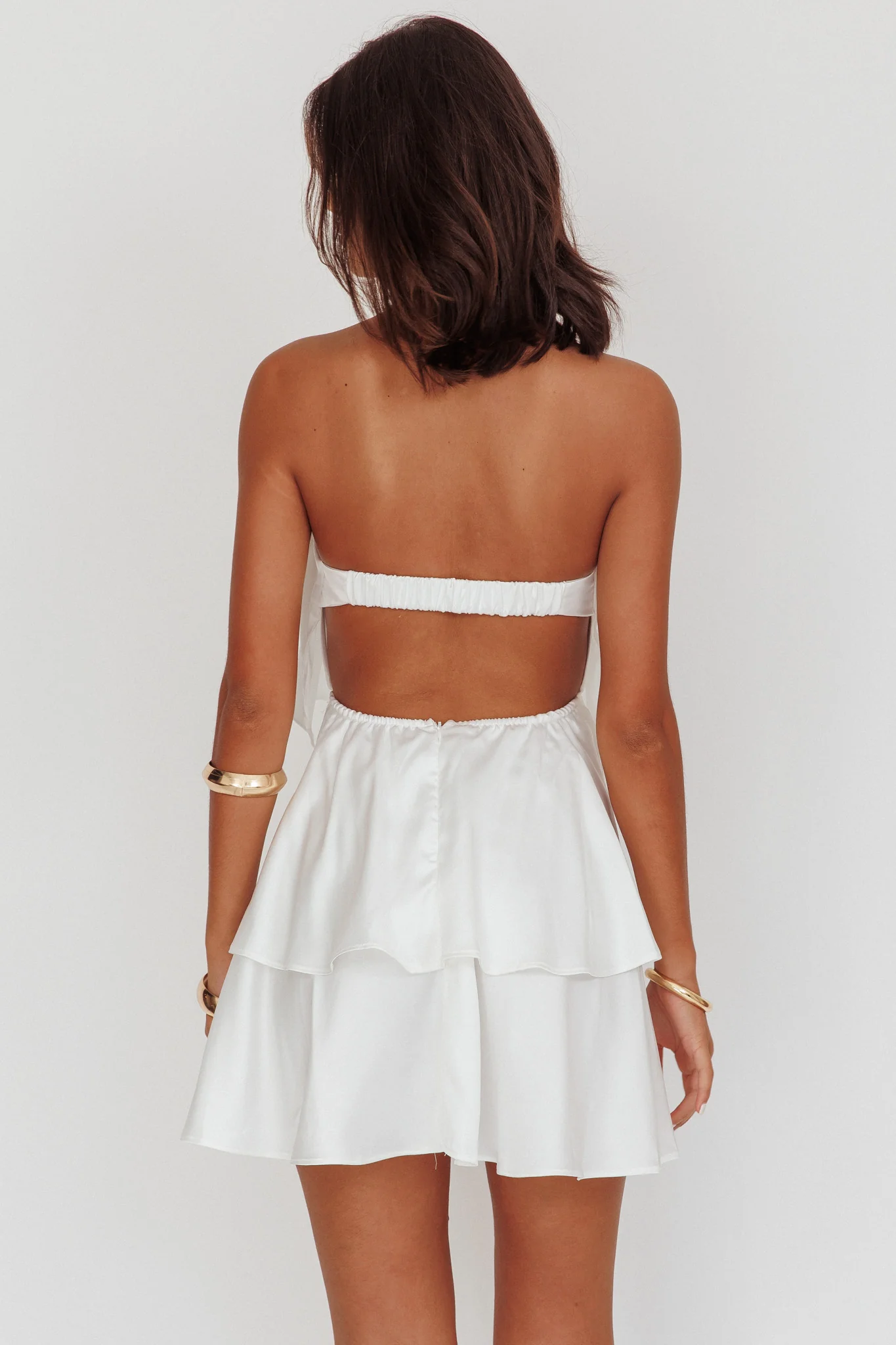 Behati Tiered Layer Strapless Dress White - Image 2