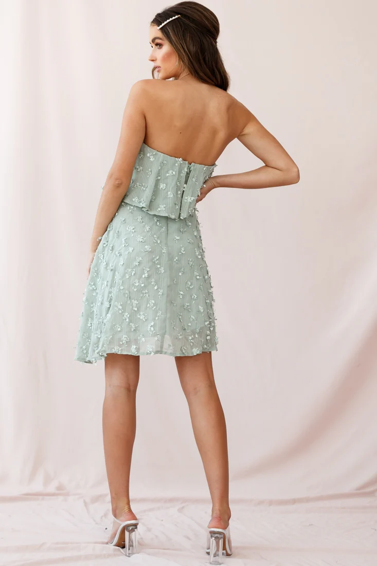 Bel Air Embellished Bandeau Dress Sage - Image 3