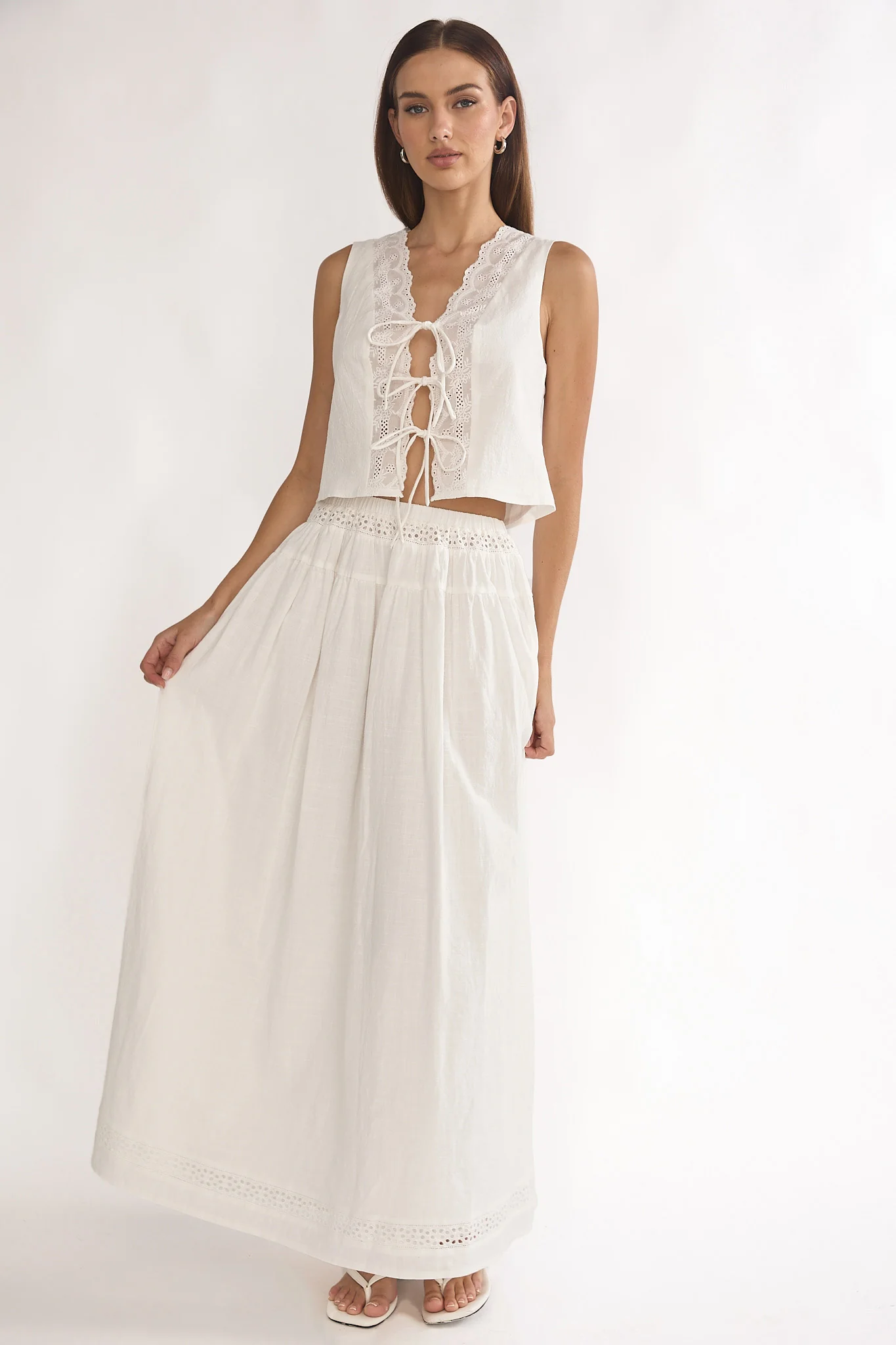 Beliza Lace Trim Skirt White - Image 2