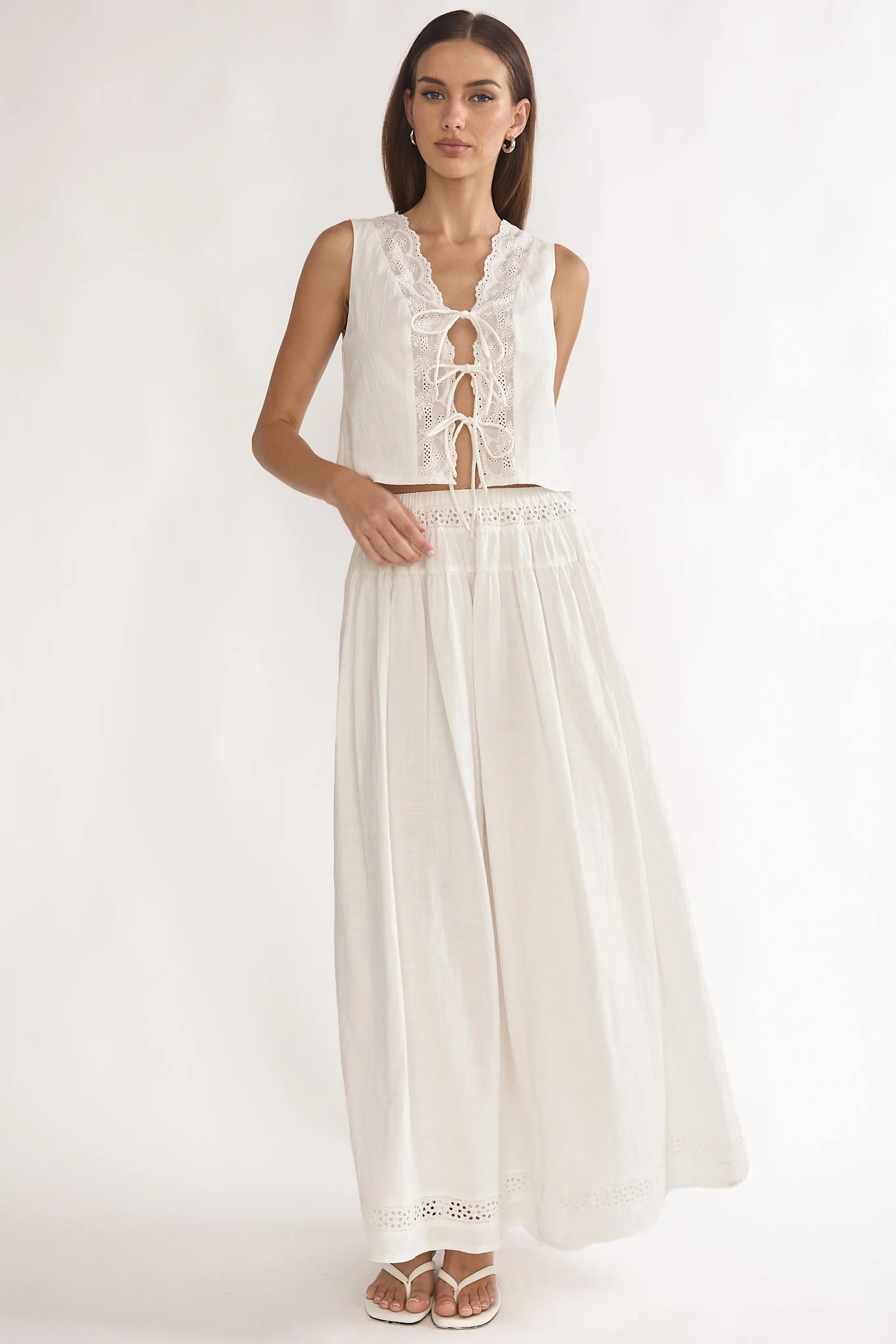 Beliza Lace Trim Skirt White - Image 5