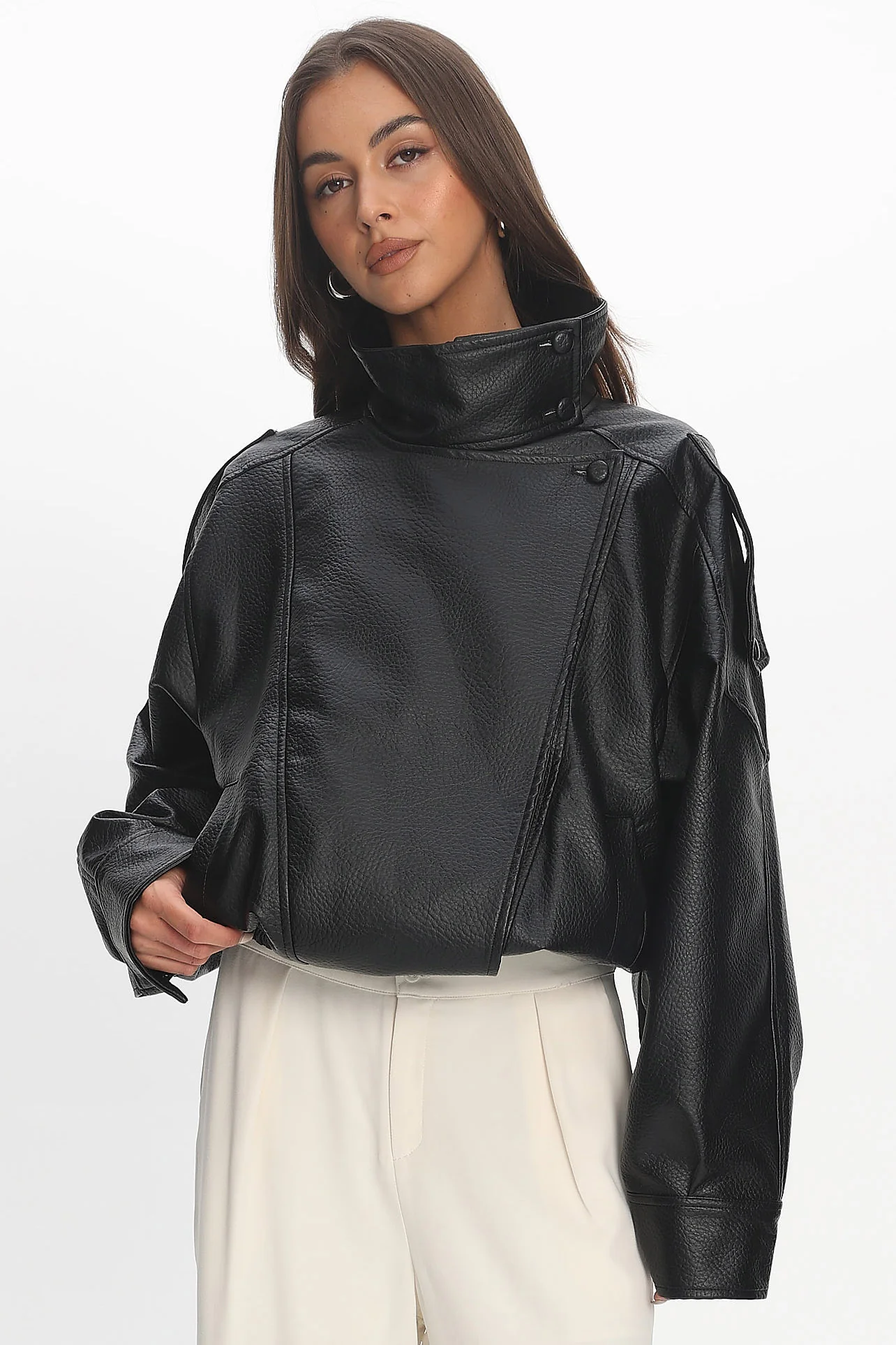 Bellarae High Neck Bomber Jacket Black - Image 5