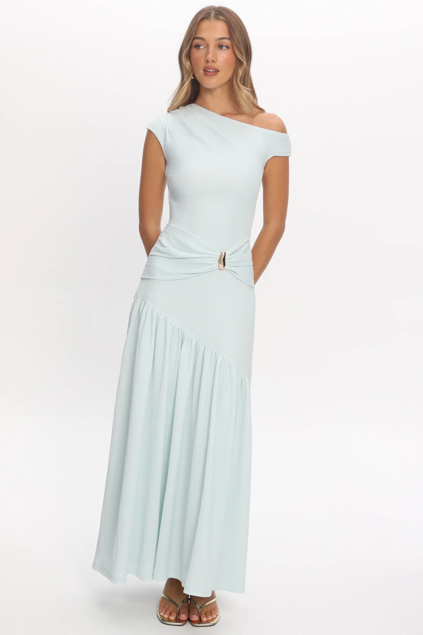 Bellarose Asymmetric Neckline Maxi Dress Light Blue - Image 5