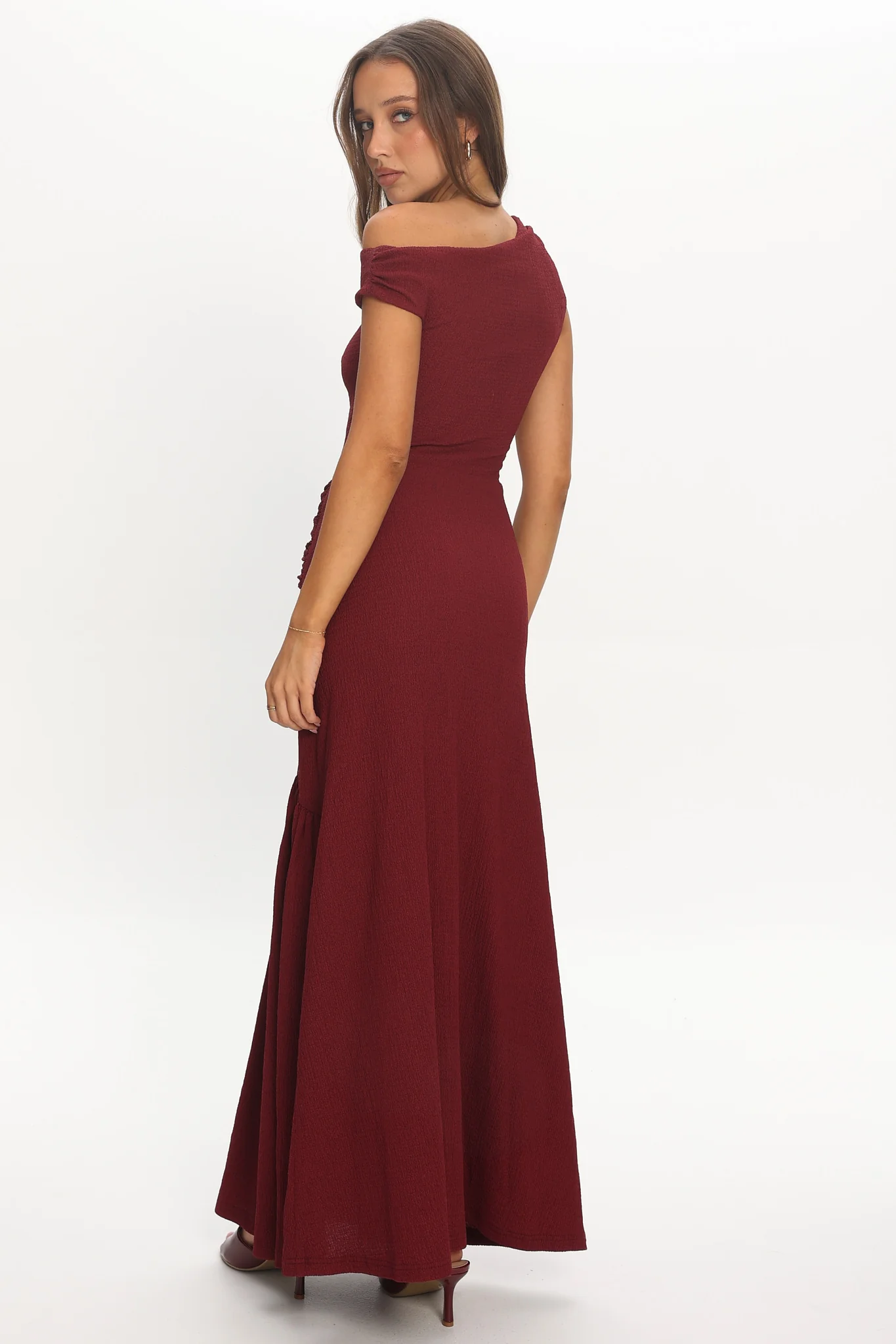 Bellarose Asymmetric Neckline Maxi Dress Wine - Image 3