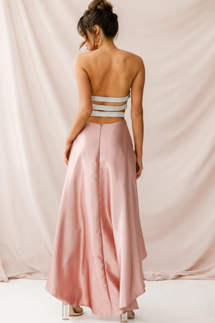 Belle Strapless High-Low Hem Dress Mocha - Image 4