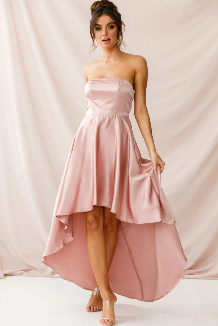 Belle Strapless High-Low Hem Dress Mocha - Image 7