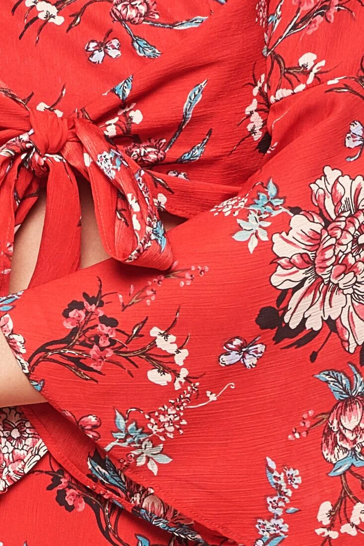 Bellisario Floral Cropped Caribbean Top Red - Image 6