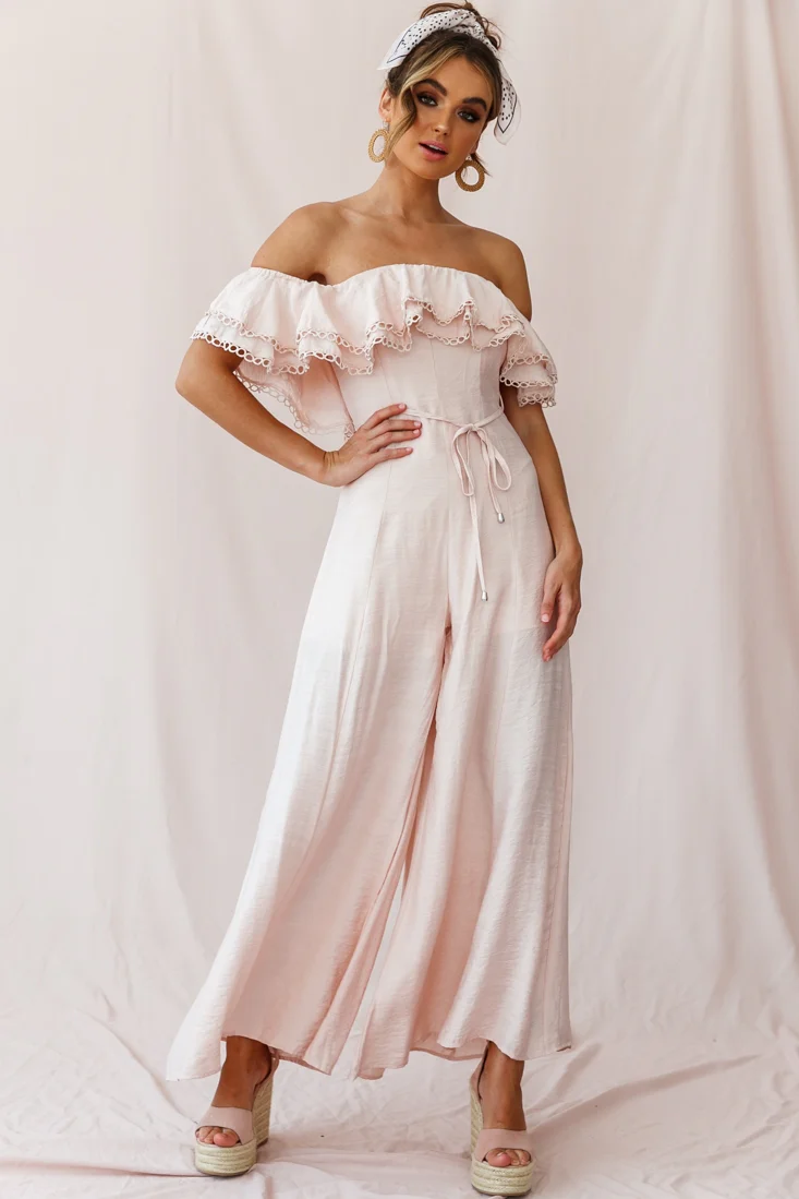 Beloved Off-Shoulder Wide Leg Jumpsuit Nude - Image 2