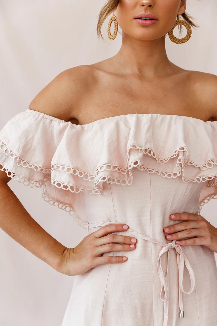 Beloved Off-Shoulder Wide Leg Jumpsuit Nude - Image 4