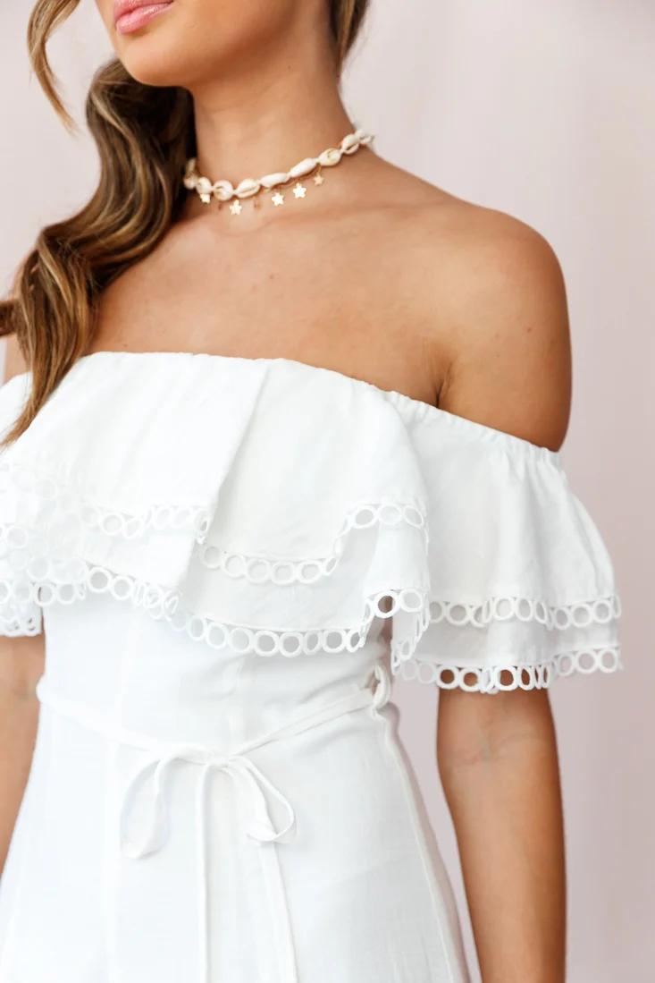 Beloved Off-Shoulder Wide Leg Jumpsuit White - Image 4