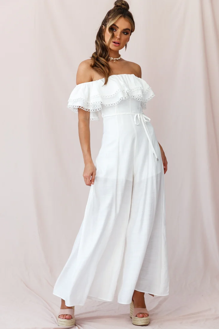 Beloved Off-Shoulder Wide Leg Jumpsuit White - Image 6