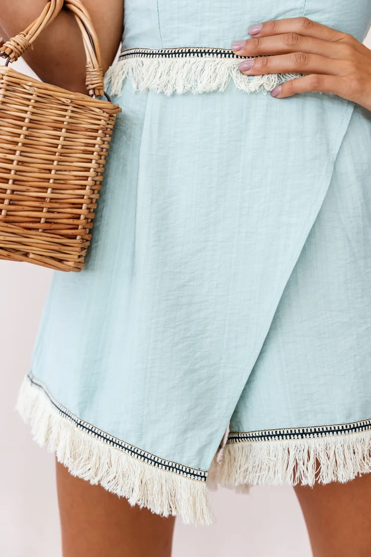 Bermuda Bandeau Tassel Trim Romper Pistachio - Image 4
