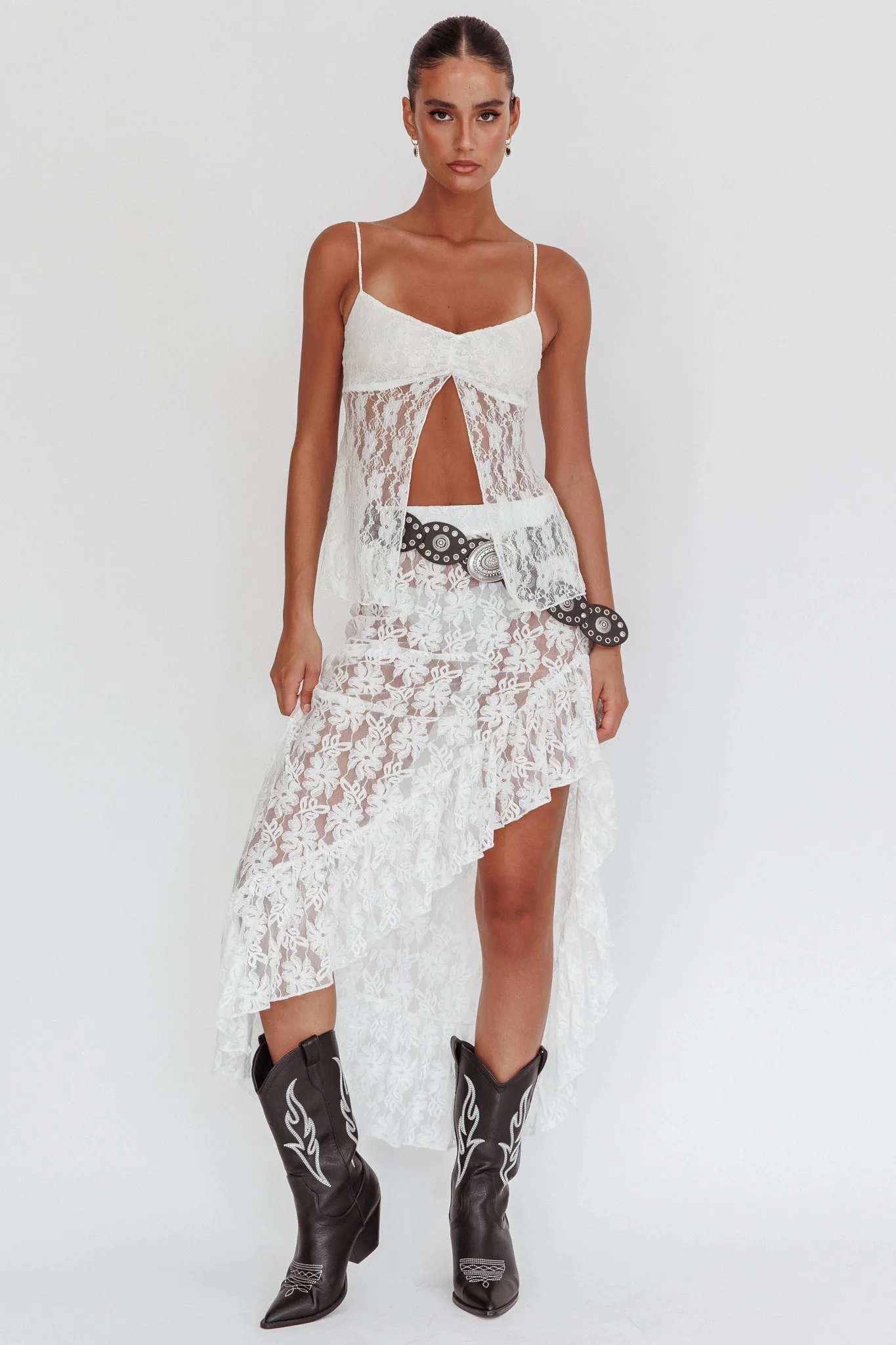 Besties Asymmetric Hem Maxi Skirt Ivory - Image 6