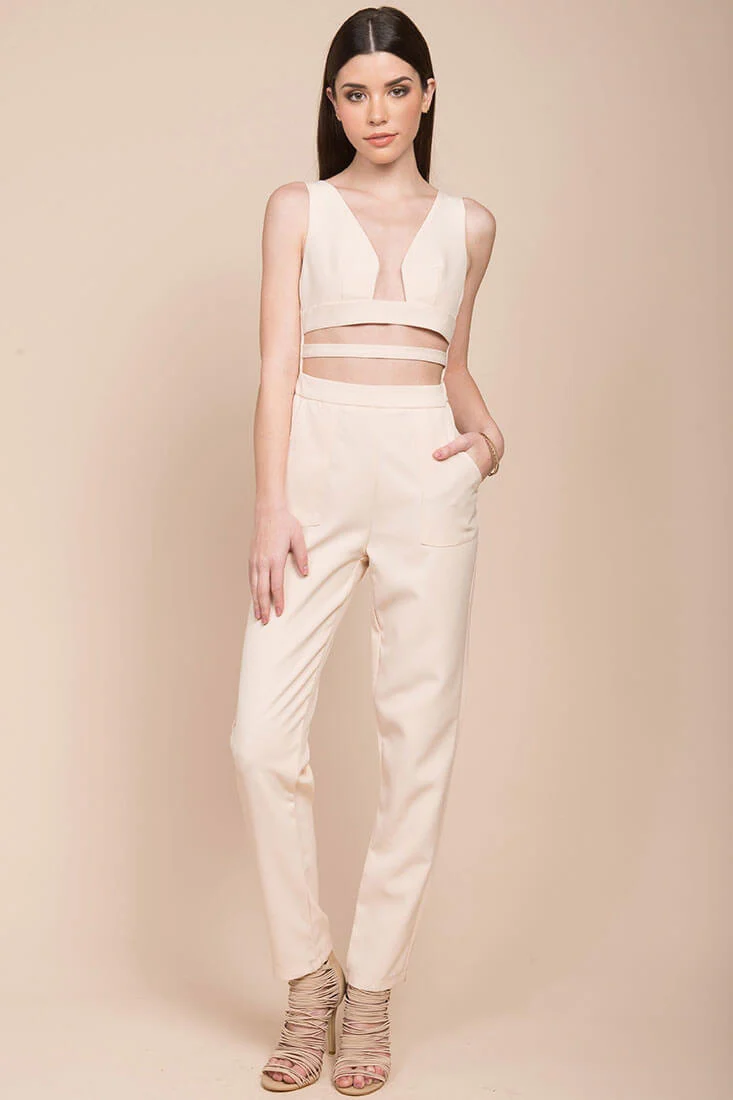 Beverly cutout Dressy Jumpsuit Blush - Image 2