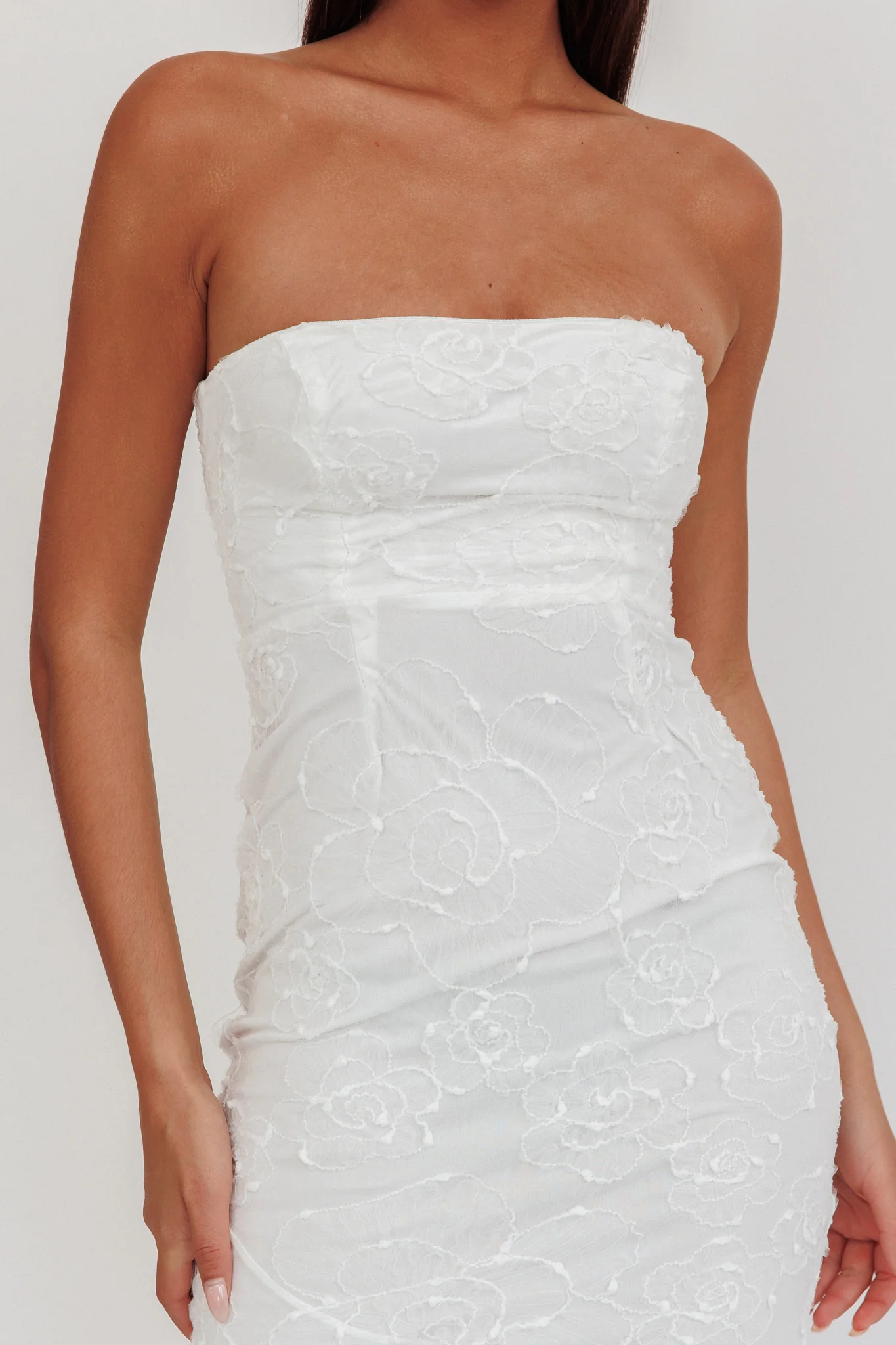 Bia Strapless Embroidered Midi Dress White - Image 3
