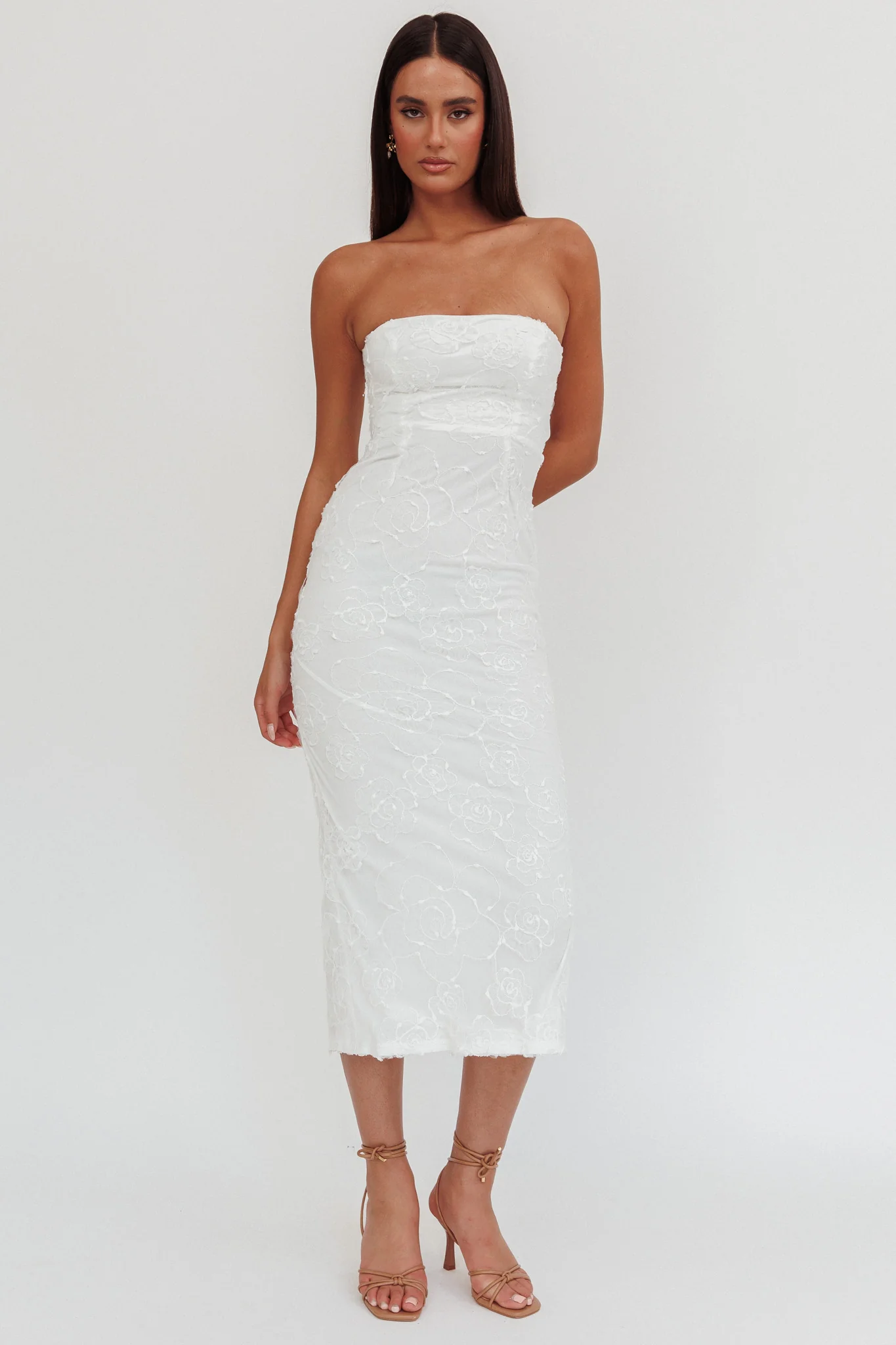 Bia Strapless Embroidered Midi Dress White - Image 5