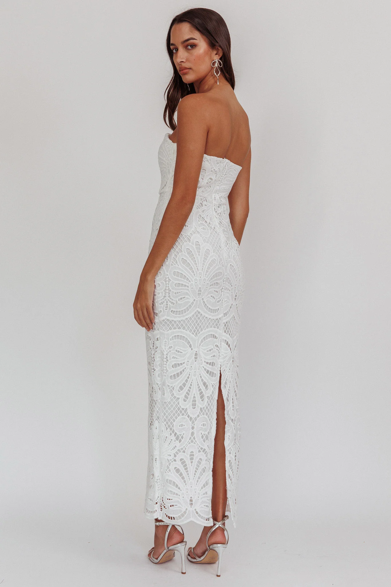 Bia Strapless Lace Embroidered Maxi Dress White - Image 2