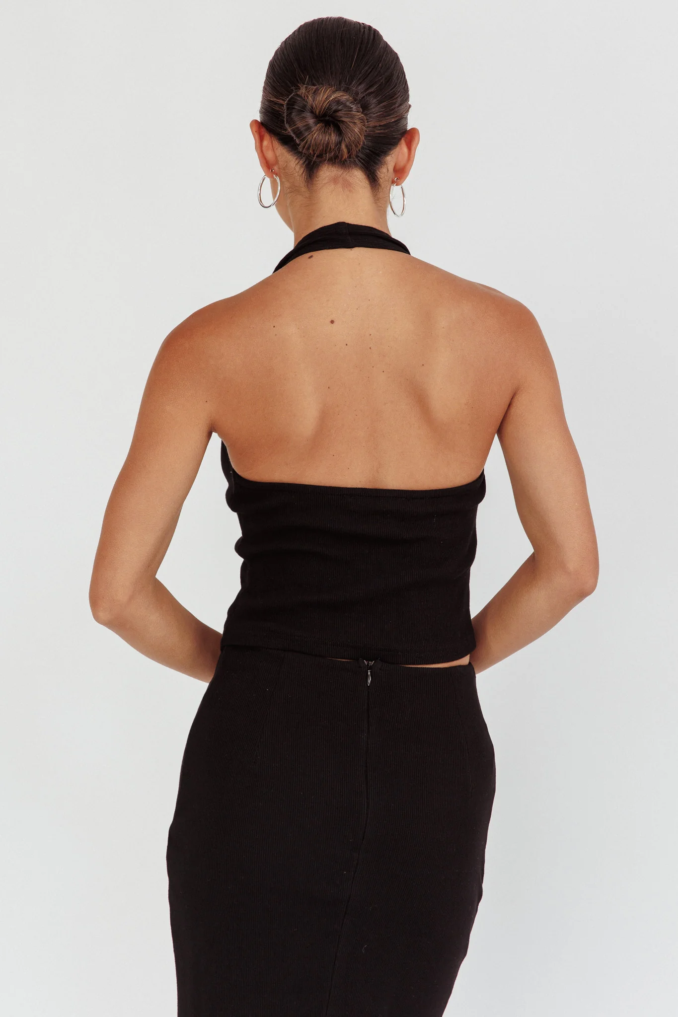 Blackthorn Halter Neck Rosette Top Black - Image 2