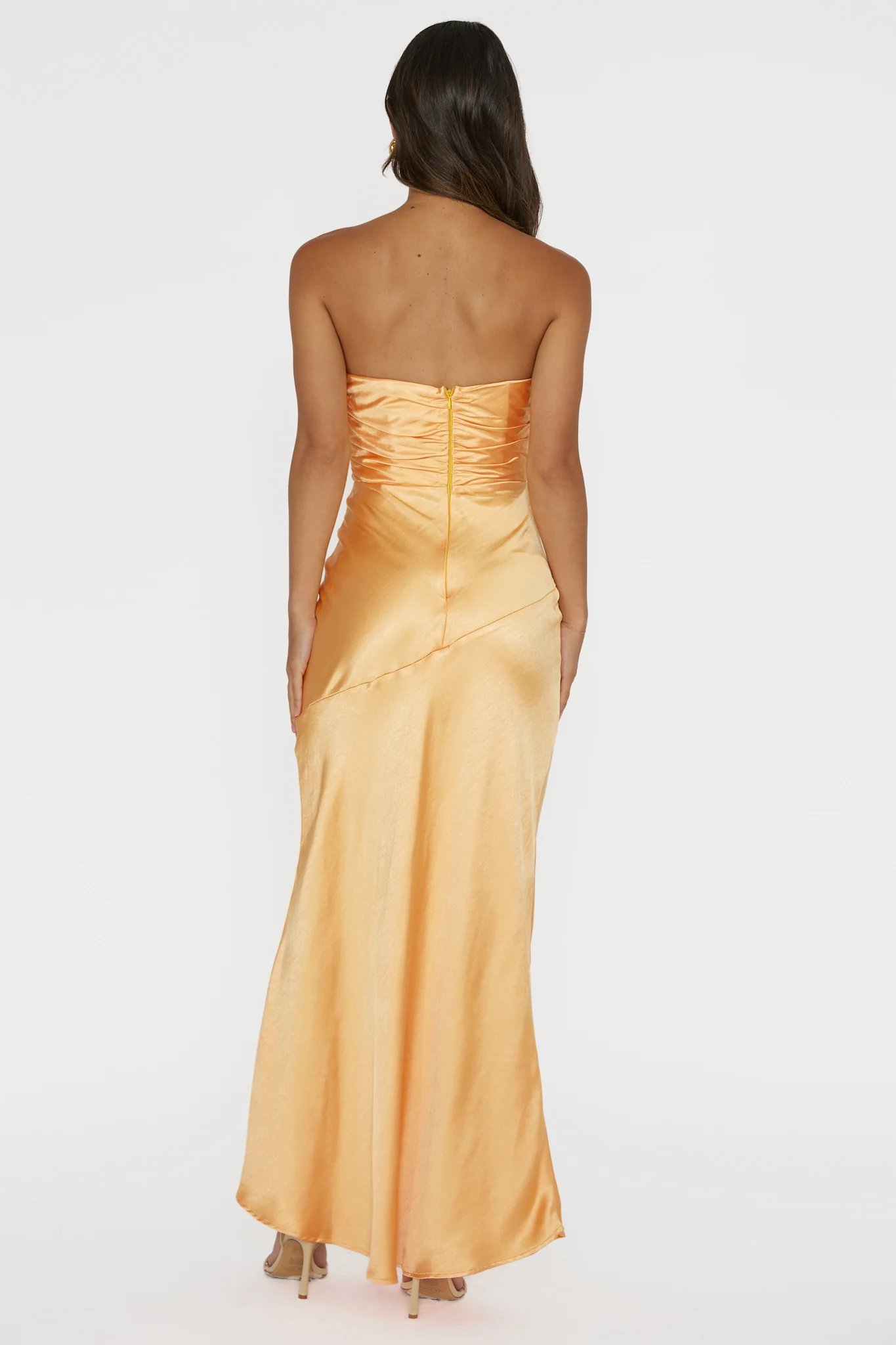 Blaise Asymmetric Neckline Maxi Dress Apricot - Image 2