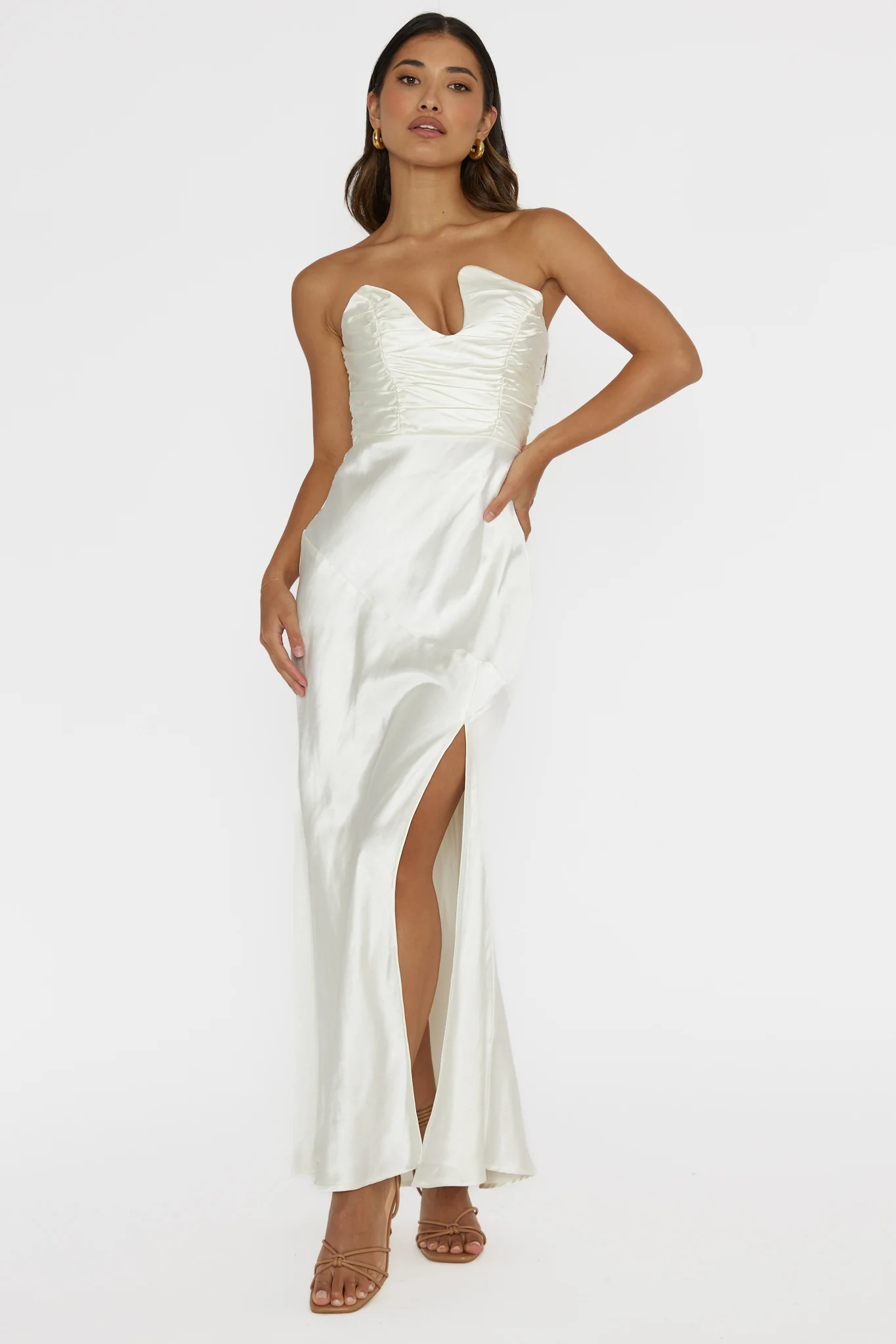 Blaise Asymmetric Neckline Maxi Dress Pearl - Image 4