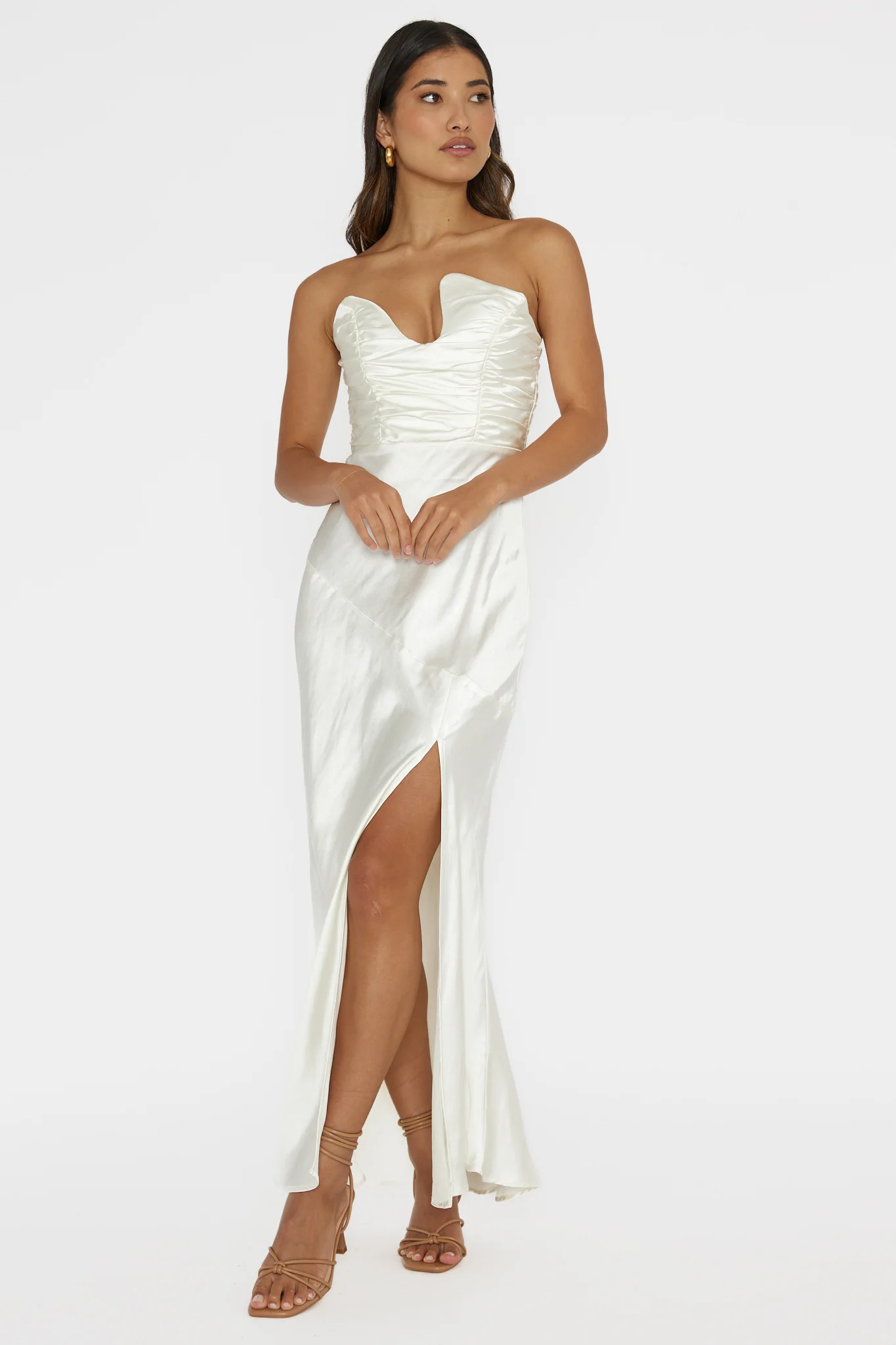 Blaise Asymmetric Neckline Maxi Dress Pearl - Image 6