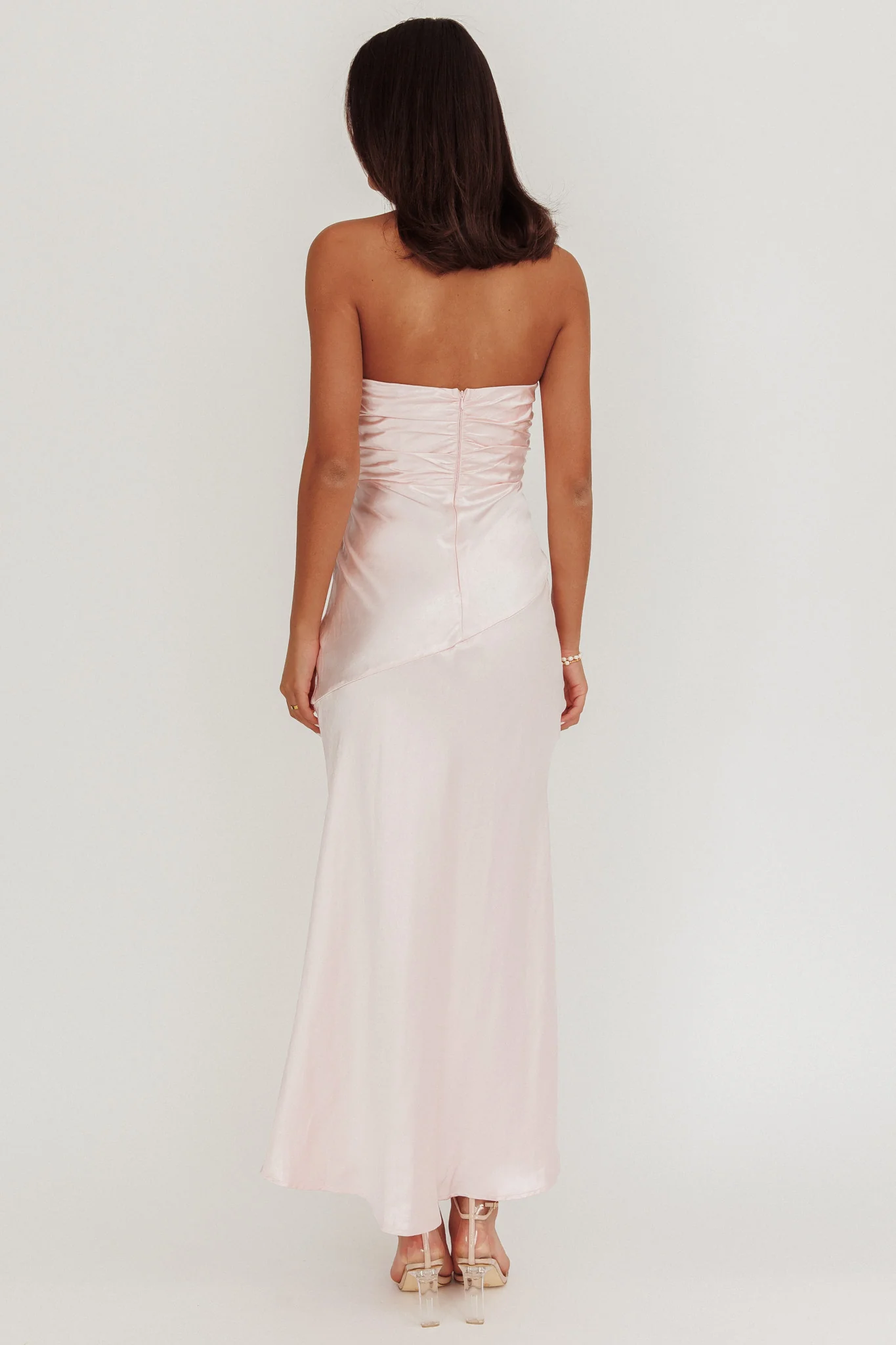 Blaise Asymmetric Neckline Maxi Dress Pink - Image 2