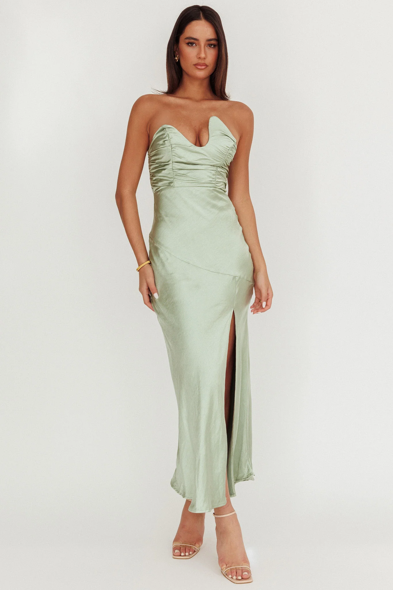Blaise Asymmetric Neckline Maxi Dress Sage - Image 4