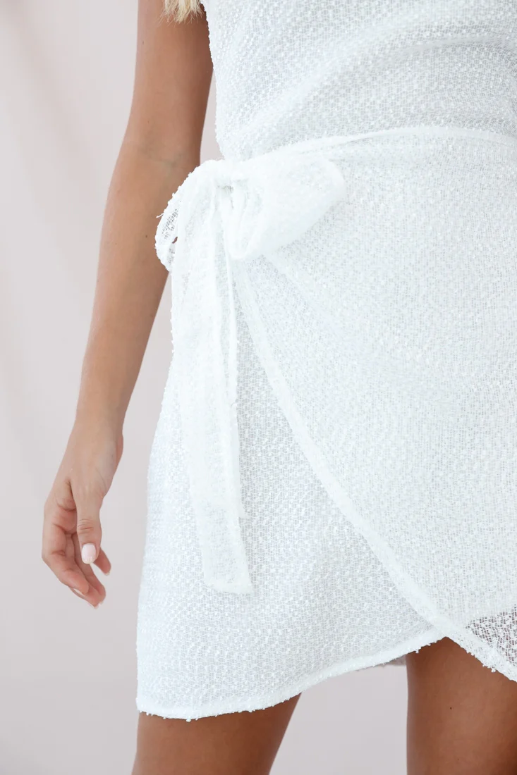 Blossom Back-Knot Wrap Dress White - Image 4