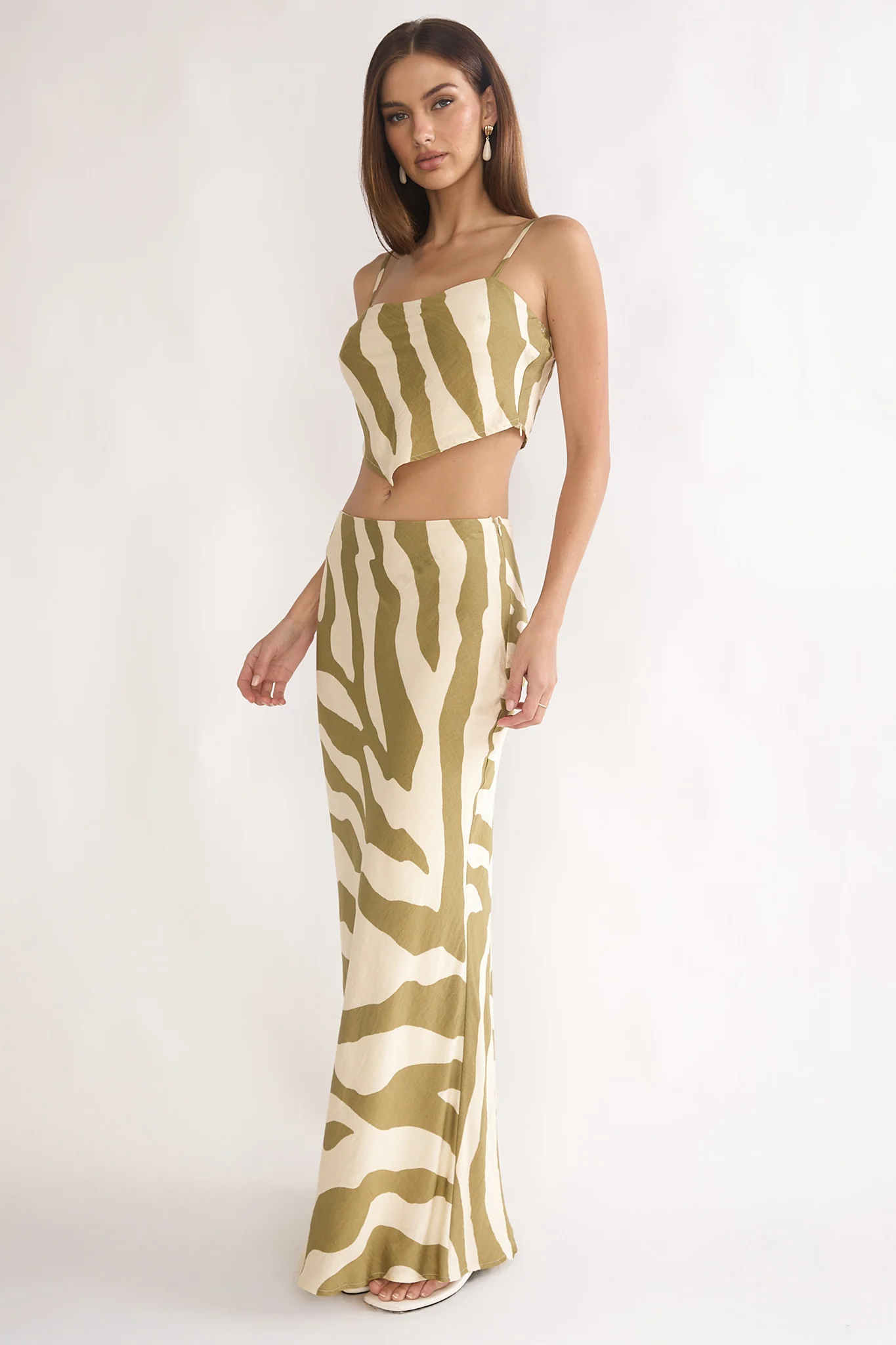 Blythe Maxi Skirt Zebra Khaki - Image 6