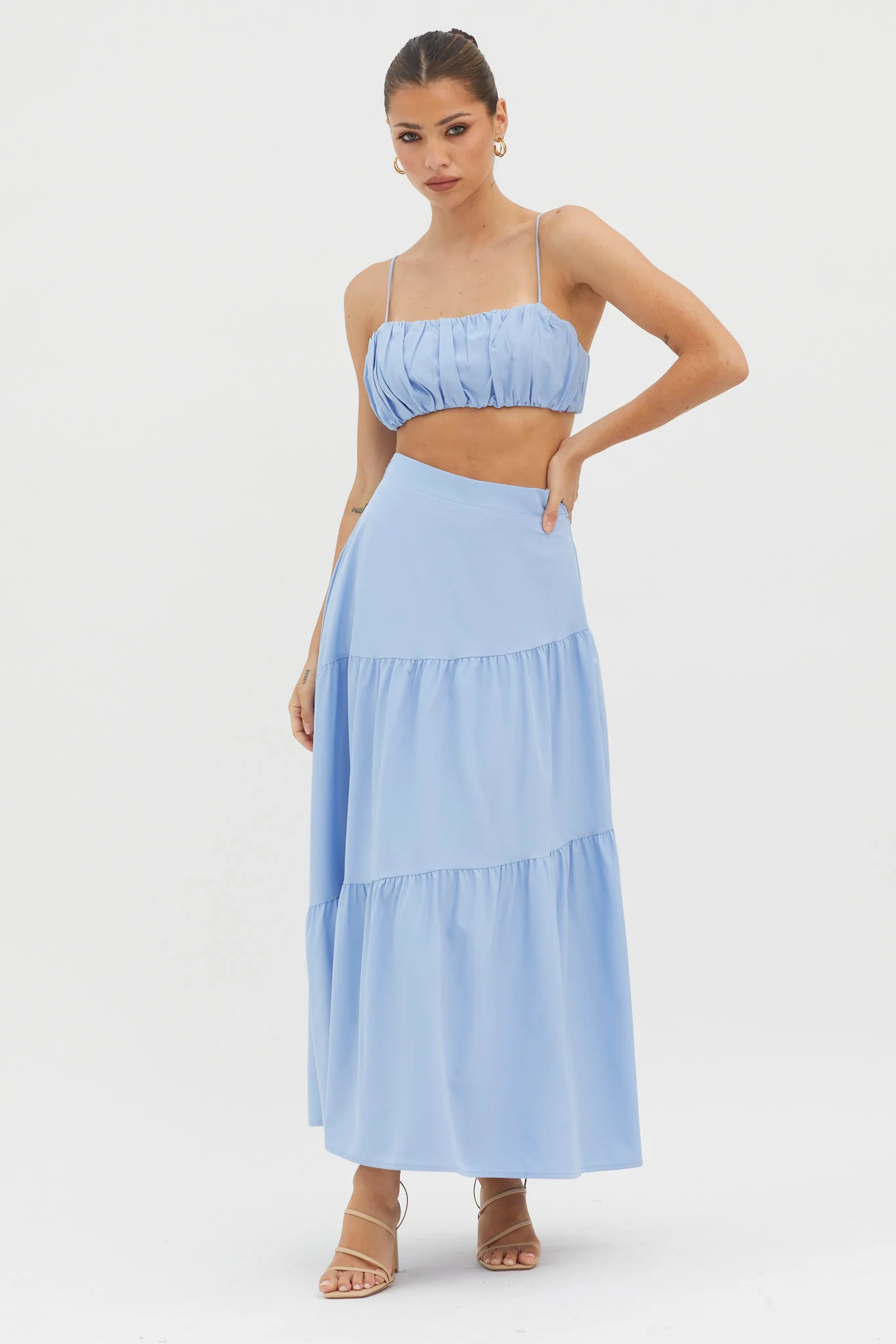 Bondi Gathered Crop Top Blue - Image 3