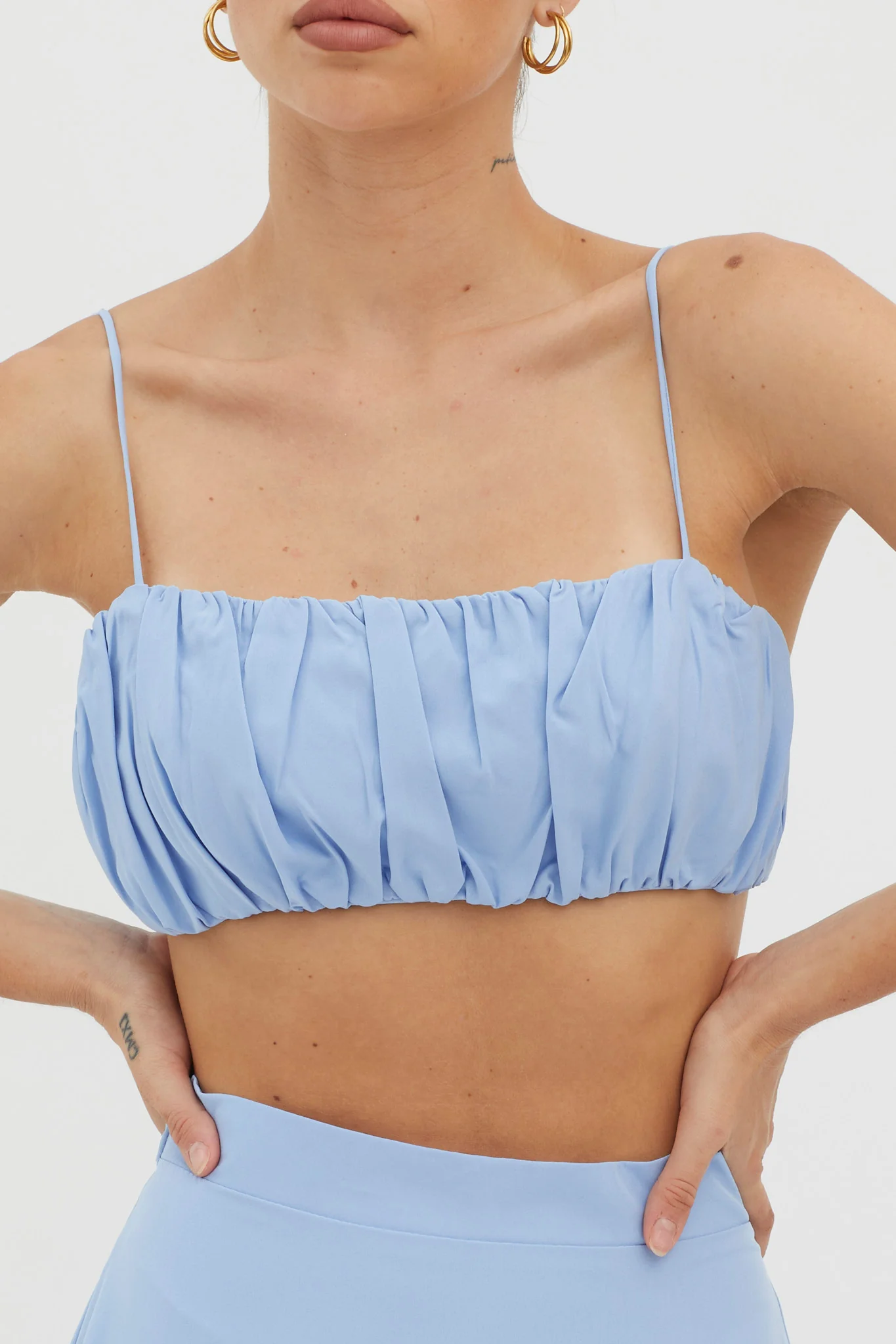 Bondi Gathered Crop Top Blue - Image 4