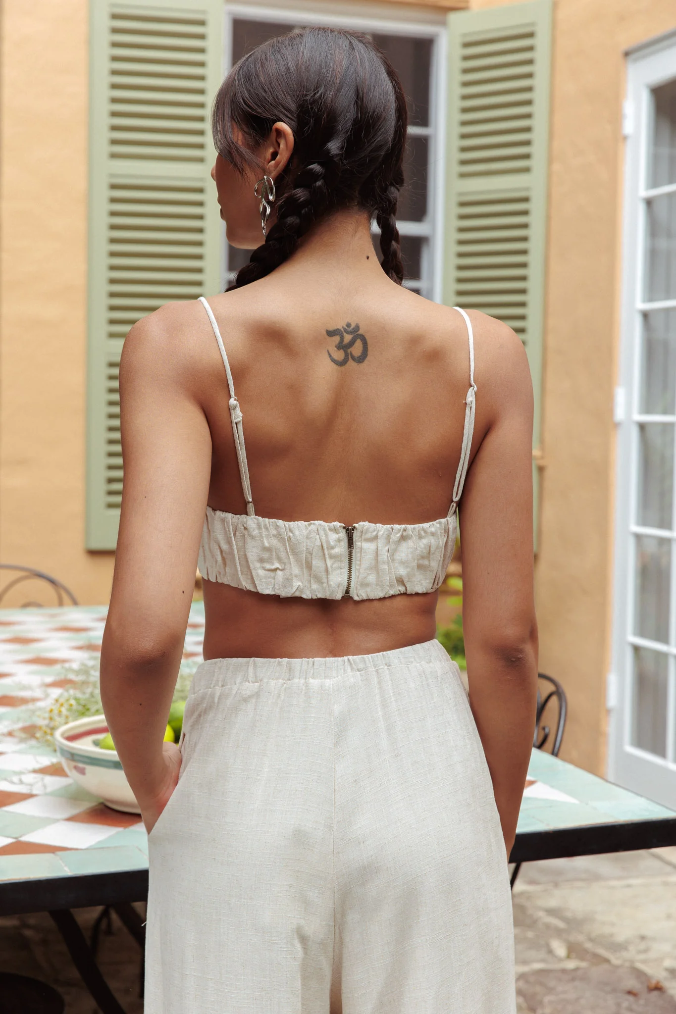 Bondi Gathered Crop Top Oat - Image 2