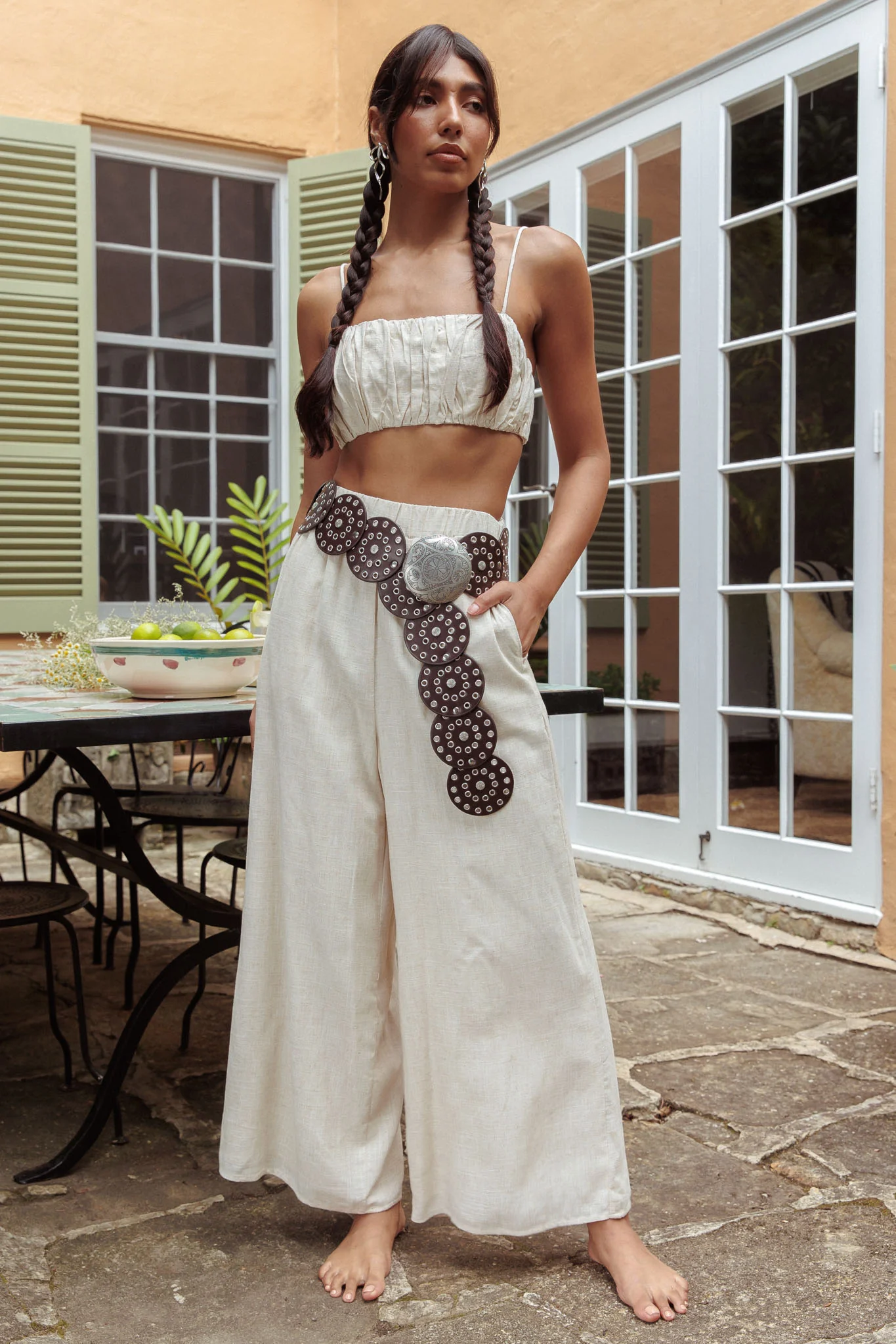 Bondi Gathered Crop Top Oat - Image 3